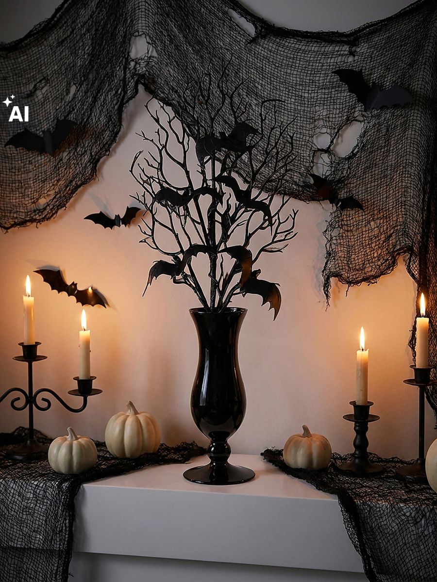 Ramură decorativă cu lilieci - fotografia 4
