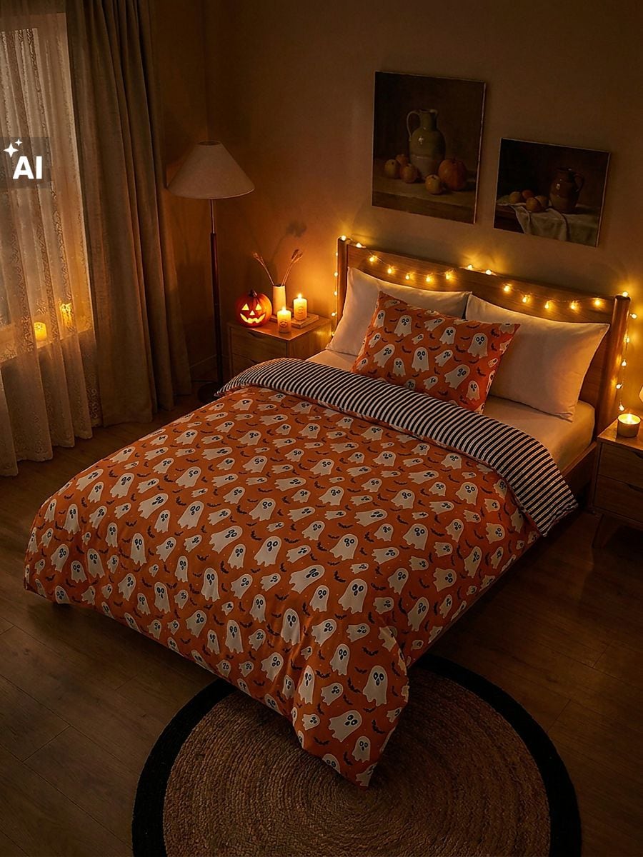 Lenjerie Halloween portocalie, 160 × 200 cm - fotografia 4