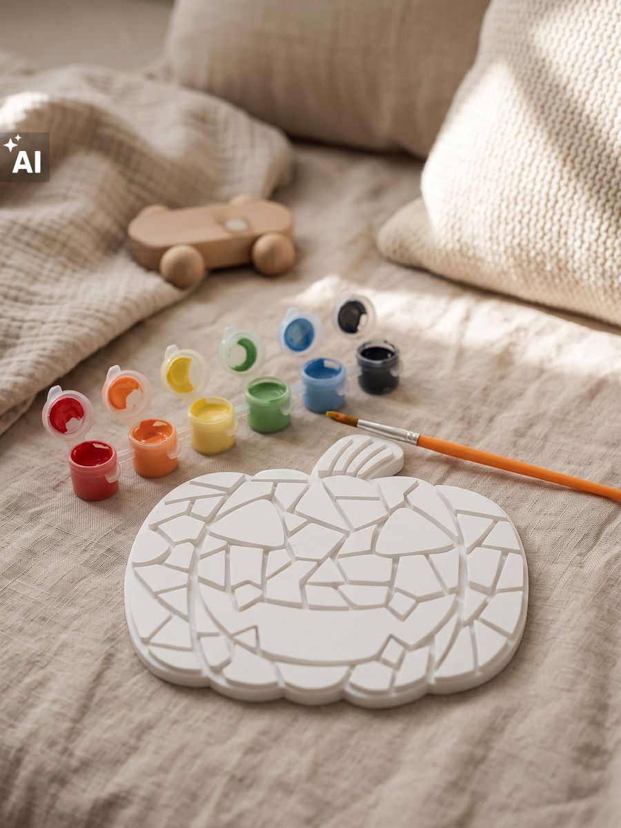 Set de pictură cu dovleac din ipsos - fotografia 1