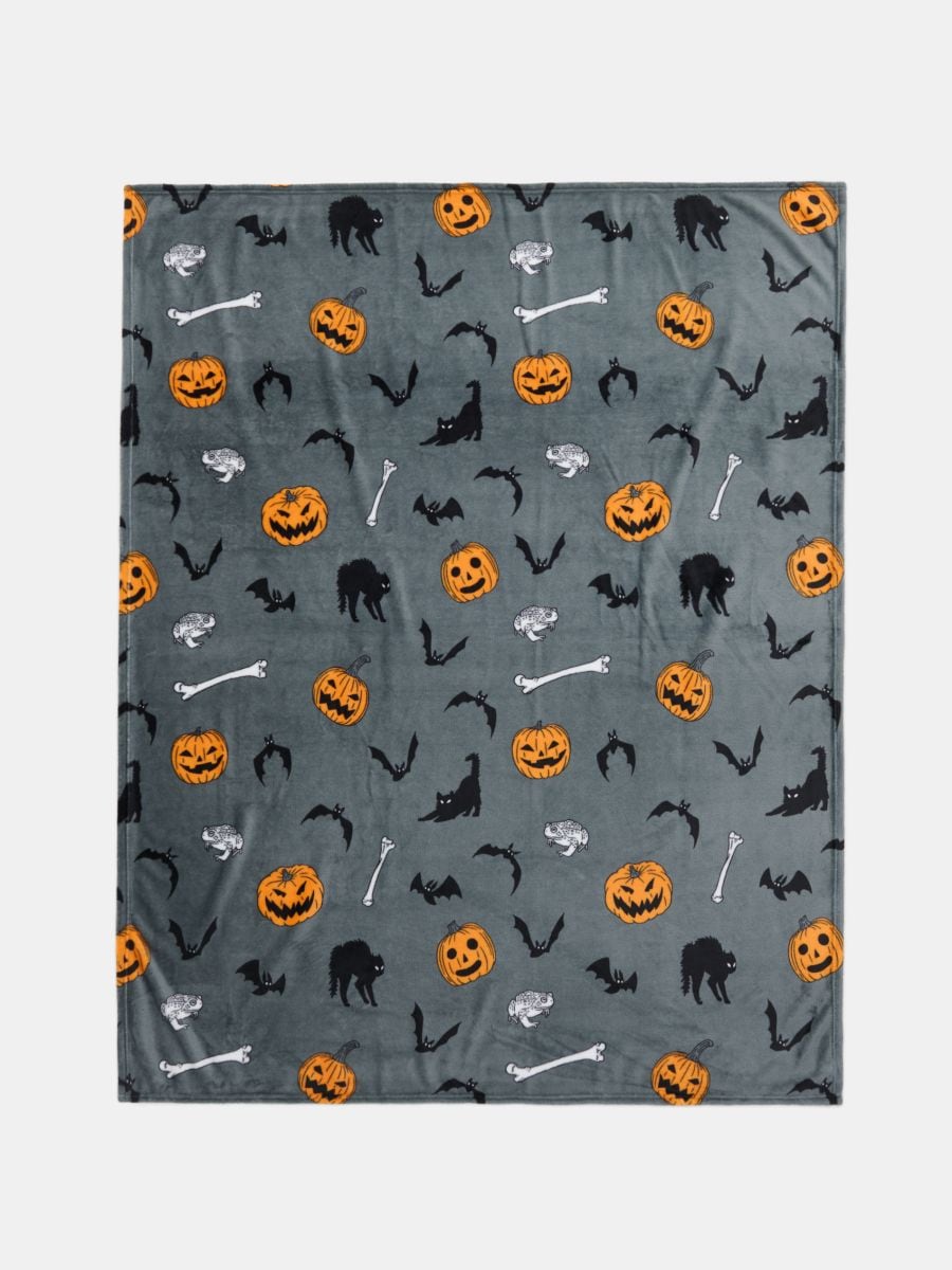 Pătură gri cu motive Halloween - fotografia 3