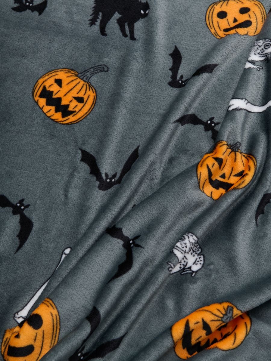 Pătură gri cu motive Halloween - fotografia 4